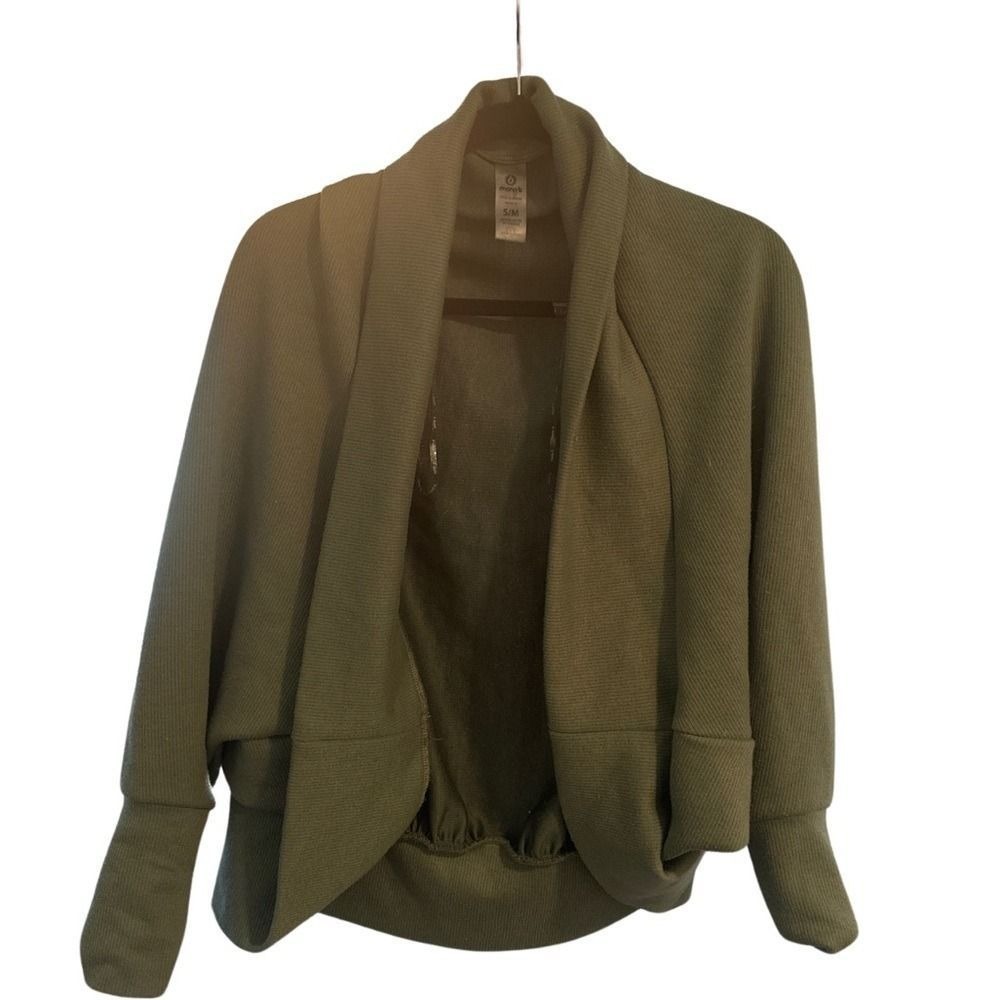 Mono B Olive Green Open‎ Front Cardigan Sweater S/M - Picture 3 of 7